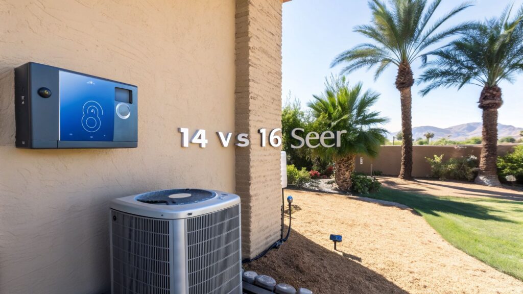 Read more about the article 14 SEER vs 16 SEER Efficiency a Phoenix Homeowner’s Guide