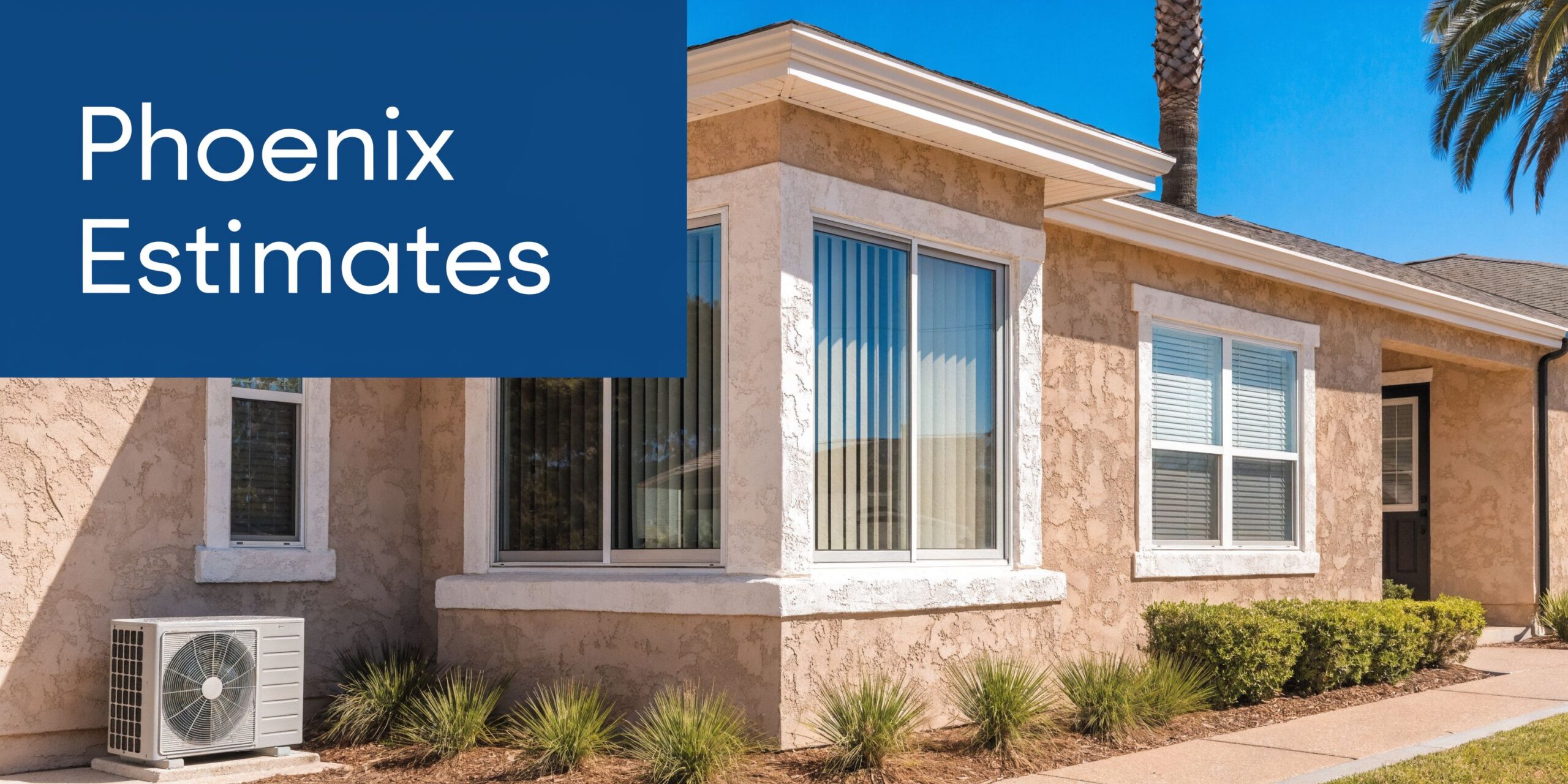 Exterior view of a beige suburban home with an outdoor air conditioning unit installed on the side.