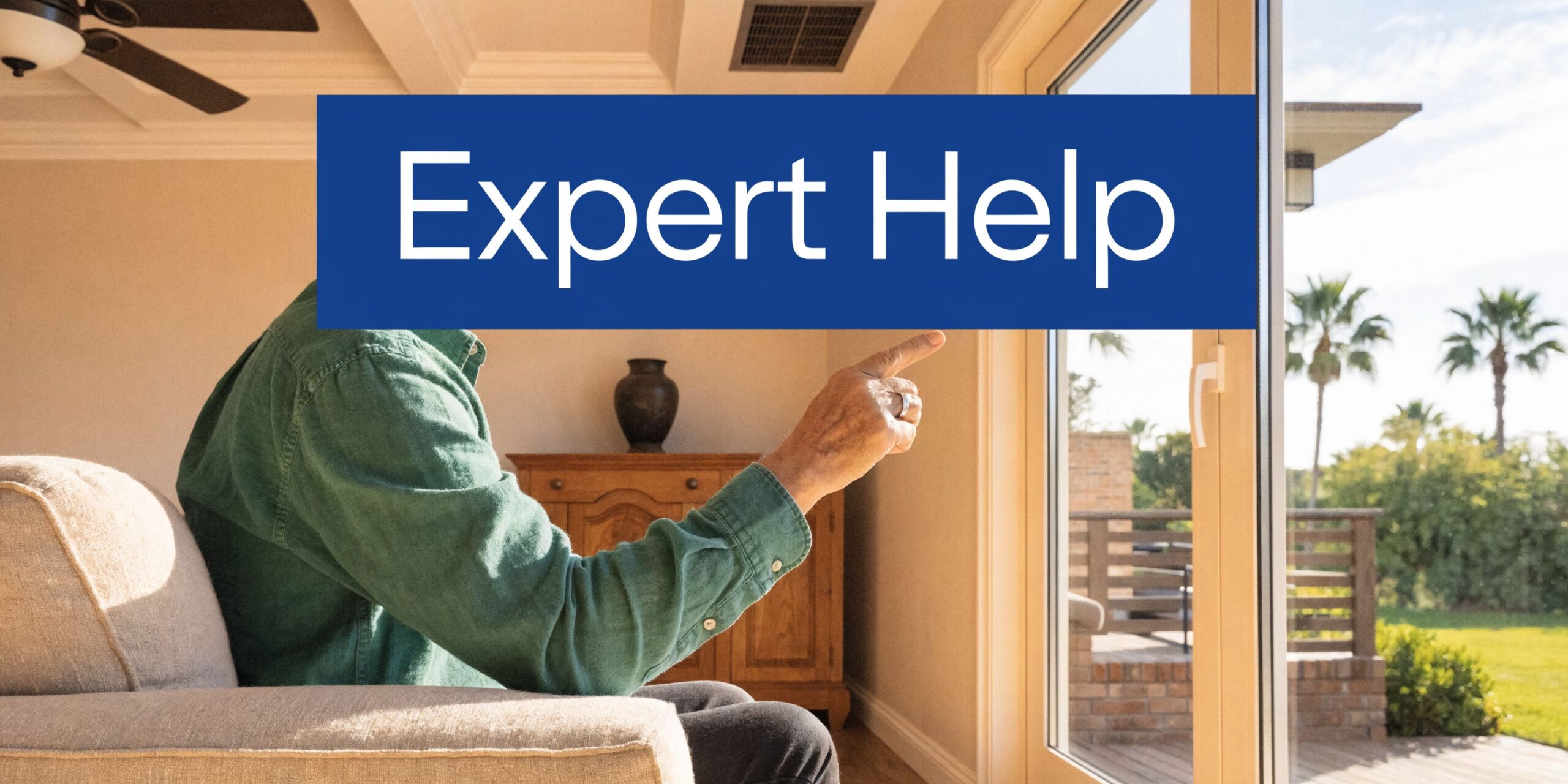 How to Reduce Dust in Your Home: Top Tips 2026 5 A person sitting in a chair pointing towards a window, representing professional home maintenance and expert help.