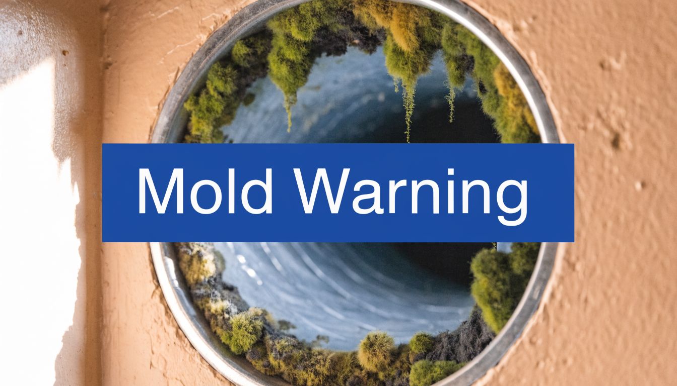 A close-up view of a vent opening showing thick, fuzzy mold growth inside the air duct.