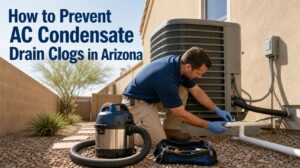 Read more about the article How to Prevent AC Condensate Drain Clogs in Arizona